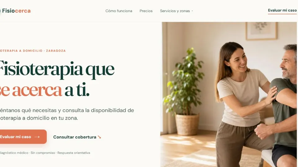 Página de Fisiocerca, fisioterapia a domicilio